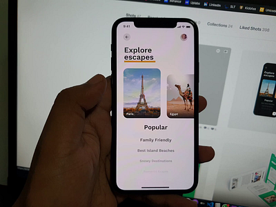 Explore escapes | Minimal Travel App Concept menu card menu concept menu design mobile app selection srilanka travel app travel app design ui animation uiux