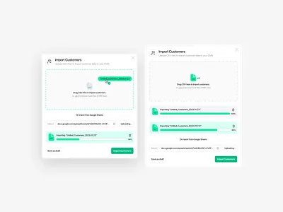 Modal UI - Import Customer Data design figma green light modal ui ux uxui web