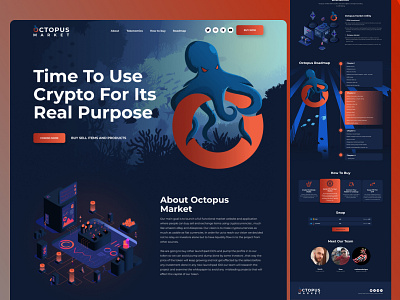 Octopus Market brand guidelines crypto landing page design illustration landing page landing page design logo logo design style guide web design