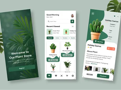 🌿 Plant Store App UI – Seamless Green Shopping Experience 🌿​​​ appshowcase cleanui darkgreentheme ecommerceapp figmadesign greenui interfacedesign minimaldesign mobileappdesign mobileui modernui natureinspired onlineshopping plantshop productdesign shoppingapp uitrends uiuxdesign userexperience uxdesign