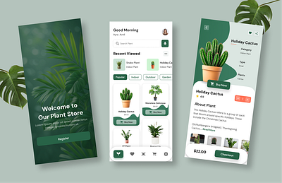 🌿 Plant Store App UI – Seamless Green Shopping Experience 🌿​​​ appshowcase cleanui darkgreentheme ecommerceapp figmadesign greenui interfacedesign minimaldesign mobileappdesign mobileui modernui natureinspired onlineshopping plantshop productdesign shoppingapp uitrends uiuxdesign userexperience uxdesign