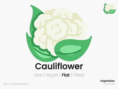 Cauliflower Icon Flat Style icon icon design illustration kitchen