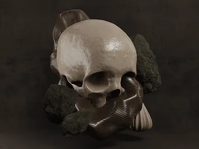 Abstract Skull 3d 3d art 3d artist abstract blender blender 3d blender3d blender3dart contemporary design natural organic rock rocks sculpture skull skull art skulls still life wood