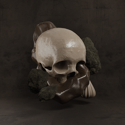 Abstract Skull 3d 3d art 3d artist abstract blender blender 3d blender3d blender3dart contemporary design natural organic rock rocks sculpture skull skull art skulls still life wood