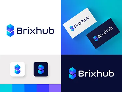 Brixhub Logo Design abstract app logo design b logo blockchain brand identity branding business company crypto cryptocurrency digital agency finance financial fintech letter b logo design marketing media agency software technology