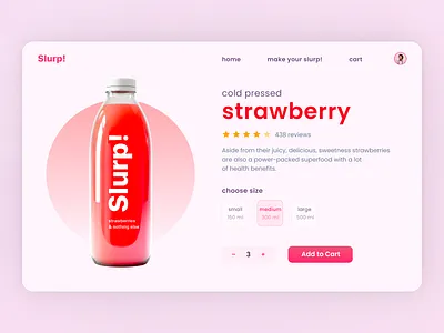 Slurp! Juice Product Page UI Design bottle branding cart colors juice packaging product design productdesign productpage store storeui ui ux web webdesign webdesigning webdesigns website design