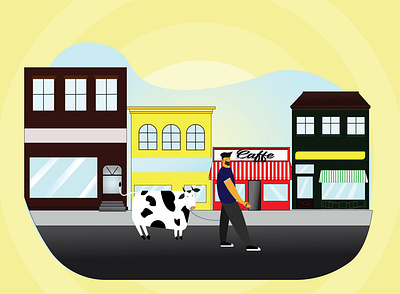 Eid-Al-Adha/ covid19/ cafe city branding city illustration covid19 cow cowboys creative editorial eid eidmubarak illustration illustrator logodesign road vector village walking yellow