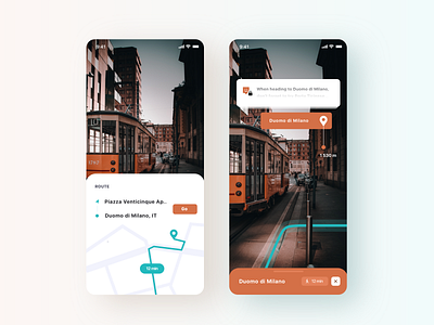 route app augmented reality design location nav pin route street ui ux