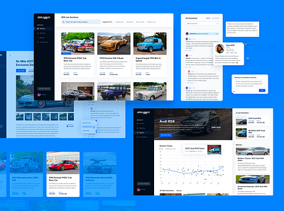 Bring a Trailer UI auction card cards ui chart chat dashboad data visualization dataviz material ui uiux ux web app