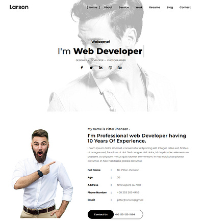 Larson Personal Portfolio Template agency bootstrap creative cv freelancer minimal modern personal portfolio responsive resume