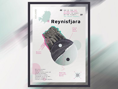 Iceland, Reynisfjara poster design advertising design beach collage design digital art frame iceland poster poster art poster design travel typography