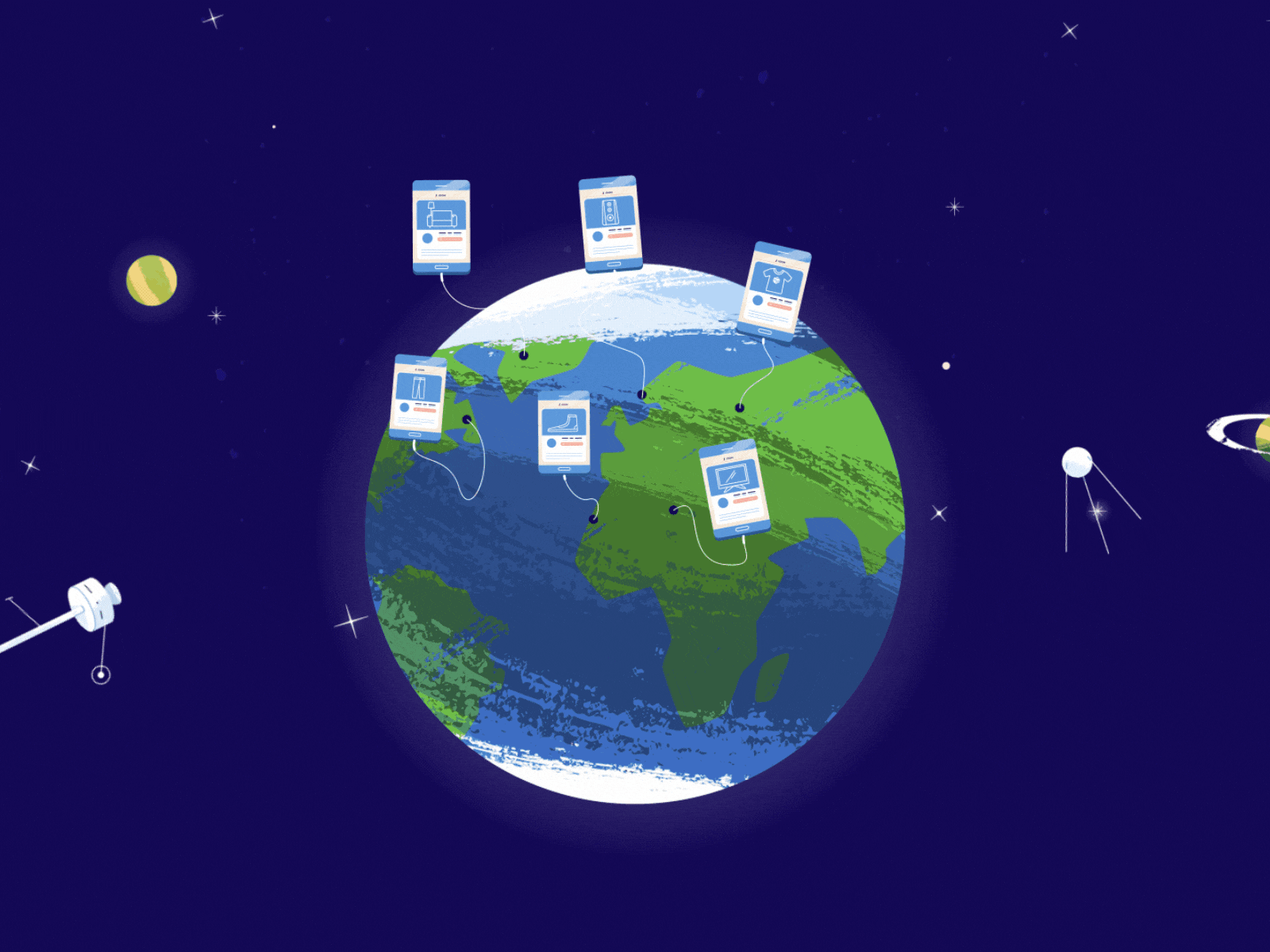 Planet 2d animation aftereffects animation branding design effects gif illustration lemon motion