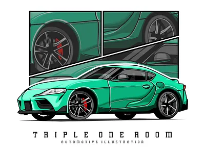 Toyota GR Supra branding car car illustration car vector cartoon cartoon illustration design gaming gaming logo icon illustrator supra toyota typography ui vector