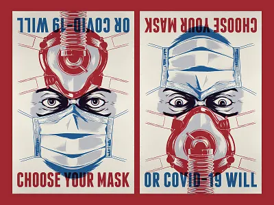 Choose Your Mask covid19 face illustration ink mask poster propaganda screenprint virus