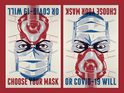 Choose Your Mask covid19 face illustration ink mask poster propaganda screenprint virus