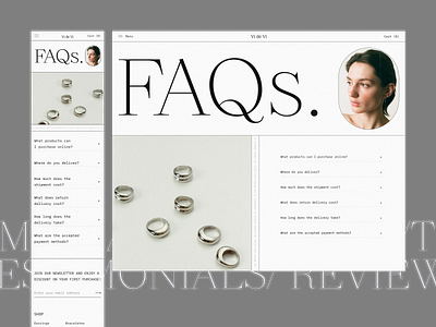 Vi de Vi - FAQ page aesthetic beauty clean collection concept design gold jewellery minimal minimalistic product shop silver store ui user experience user interface ux webdesign website