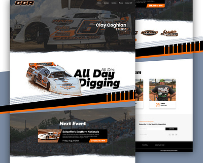 Clay Coghlan Racing (CCR) - Website Design adobe photoshop adobexd branding design dirt track dirt track racing graphicdesign graphics hero image illustrator logo page design racing racing logo website website design website redesign