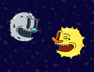 Senior Sun and the Moon Man colorful design digital art drawing graphic design graphic design illustration moon moonlight procreate space sun sun and moon vector