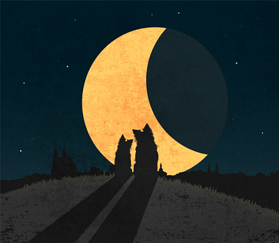 Dogs. adobe illustrator big moon brno dog illustration moon night vector