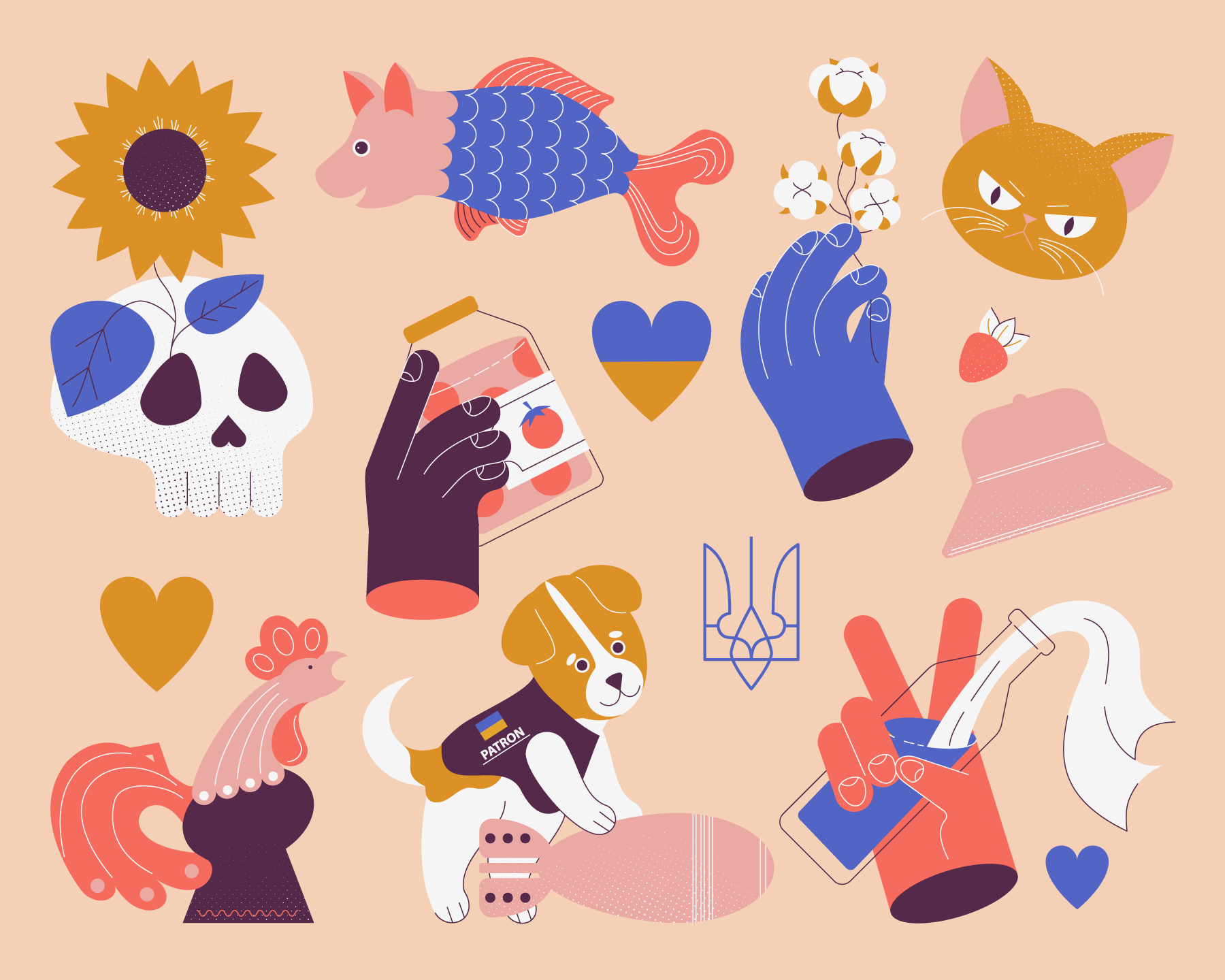 Ukrainian Memes Sticker Pack character design flat illustration memes sticker sticker pack texture ukraine vector war war in ukraine web