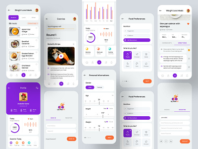 ULTRAFIT: Health and Fitness iOS App appmockup appui creative dailyui fitness health app iosapp iphone minimal mobile presentation product design trending uiux userinterface walkthrough