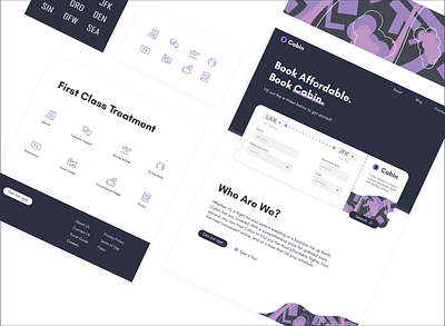Cabin Booking airline boardingpass booking clean ui design icons illustration illustrations inkscape landing page website