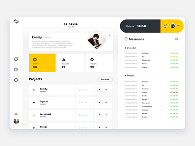 Track your cash black dashboard design ui ux web white yellow