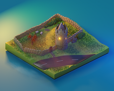 Doonagore Castle Ireland | Eevee 3d 3d art blender blender3d castle europe illustration ireland low poly lowpoly sheep