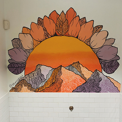 "Awakening" Mural colorful art denver feminine design illustration illustrator mountains mural muralist sunset