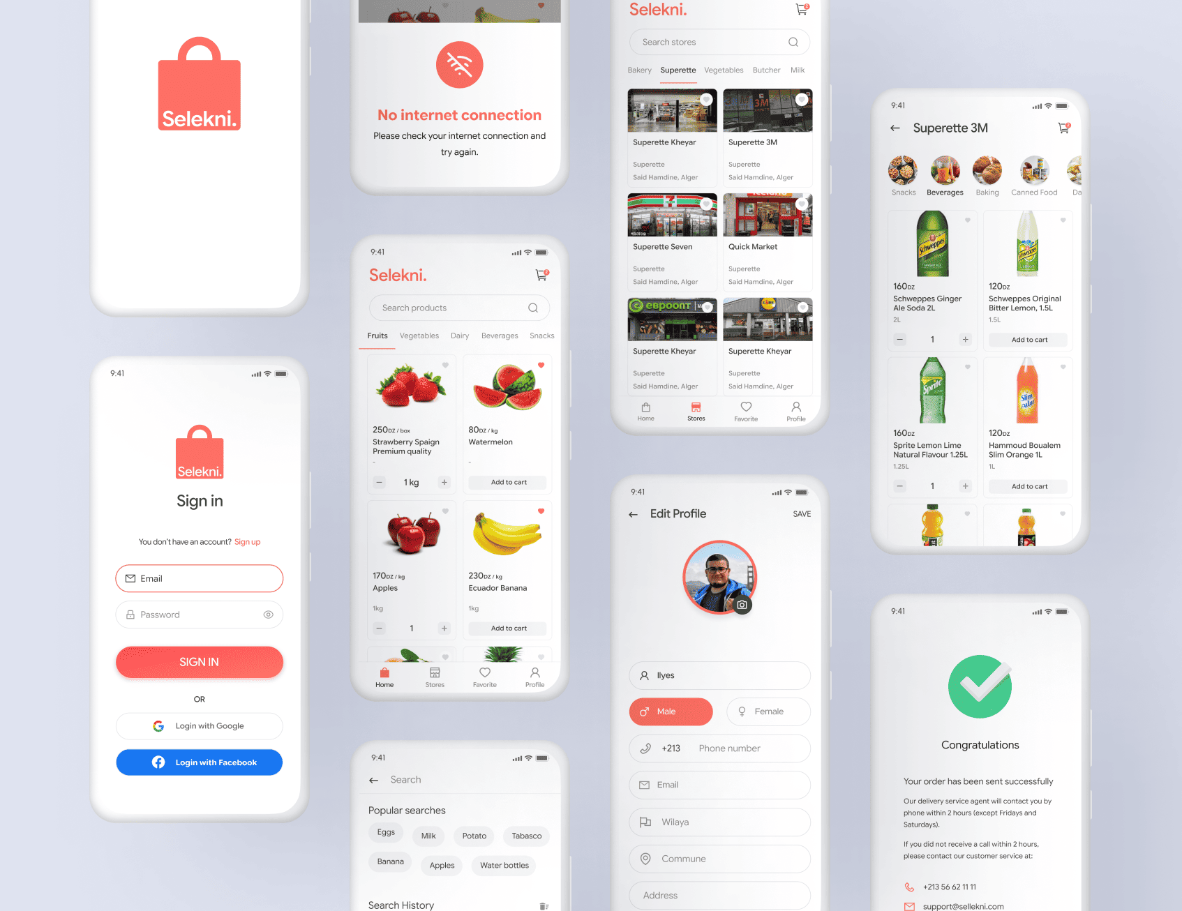 Selekni - Groceries Delivery App algeriadesign delivery app deliveryapp figma groceries groceryapp mobile mobiledesign productdesign selekni ui usercentereddesign ux uxforecommerce
