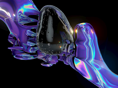Aft.01 3d bubble cinema4d cryptoart flare futuristic glow holographic iridescent liquid loop meta nft nftart pulse redshift reflection render sphere vaporwave