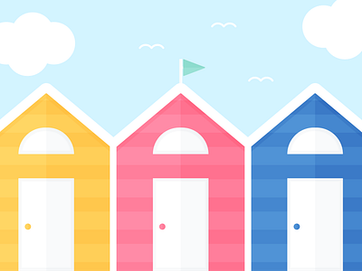 Day 210 - 366 Days of Illustration Challenge - MintSwift beach beach house beach hut beach huts clouds digital illustration flag flat design flat illustration flatdesign house houses illustration illustrator mintswift scene seaside uk vector art vector illustration