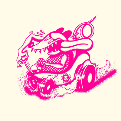 Racin' Possum gravy halftone illustration illustrator neon possum procreate race ratfink retrosupplyco stippled texture truegritsupply