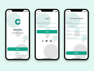 Sign Up or Log In app app design design green login login form login page mobile sign up sign up form sign up page signup ui ux welcome page