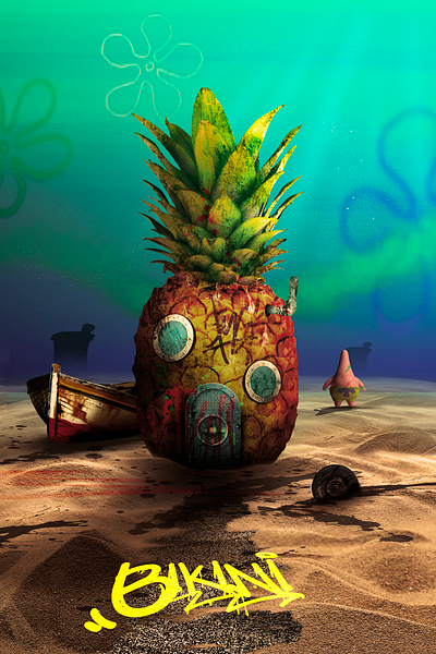 Bikini art art book art direction branding creative design illustration matte painting photoshop spongebob