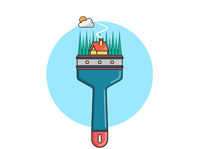 Brush House | Illustration vector flat design illustrator