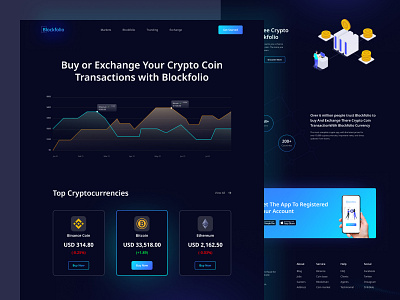 Blockfolio - Cryptocurrency Website Design 2022 bitcoin crypto crypto wallet crypto website cryptocurrency dark ethereum hello dribbble home page landing page nft nfts trendy ui design uiux wallet web web design website