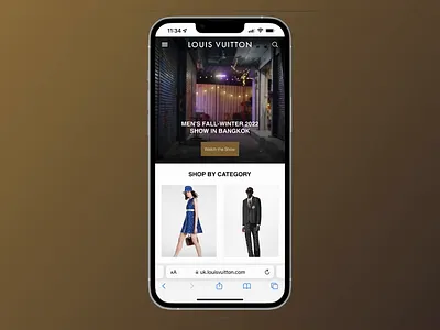 Louis Vuitton - Website mobile version redesign 2022 app branding case study clean design fashion figma louis vuitton mobile modern product design ui