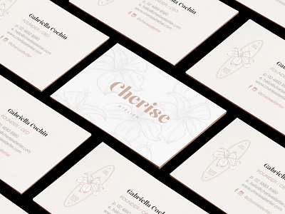 Business Cards for Customisable Pre-Made Brand, Cherise biz cards brand design brand identity branding business card design business cards card design customisable branding customisable logo floral branding logo design pre made pre made brand premade visual identity