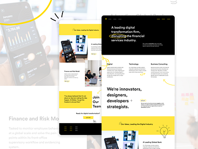 Digital Innovation Agency Website Redesign (UX/UI, Illustration) 2022 content design icons illustration redesign ui ux web design yellow