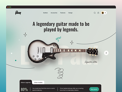 Guitar Website Concept design gibson green guitar les paul music ui web design website