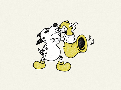 LOUIE RECORDS 30s cartoon dalmatian dog doggy dogs graphics illustration illustrator music musician party retro sax saxophone vector vintage