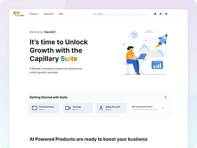 Capillary Suite Onboarding Page branding clean design get ready homepage illustration landing page logo minimalist new onboarding product ui uidesign uiux vector