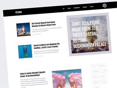 News Platform 📰 article arts blog design graphic design landing news portal typography ui website