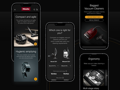 Miele, Vacuum Cleaners, Mobile compare comparison e-commerce ecommerce mobile products comparison shop ui ux vacuum cleaner vacuum cleaners web design