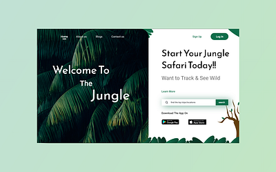 Jungle Safari adobe adobexd design illustraion jungle jungle safari landing page ui ui design uiux ux web web page illustration webdesign website website concept website landing page websitedesign websites wedesign