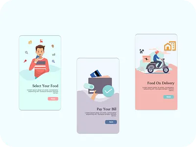 Food delivery Onboarding Illustration character design figmadesign food app fooddelivery icon vector illustration onboarding illustration onboarding screens onboarding ui student ui uiux vector illustration