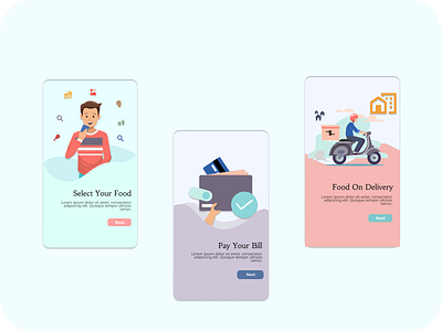 Food delivery Onboarding Illustration character design figmadesign food app fooddelivery icon vector illustration onboarding illustration onboarding screens onboarding ui student ui uiux vector illustration