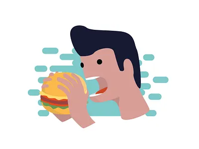 Hungry Dude burgers character eat illustration