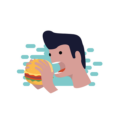 Hungry Dude burgers character eat illustration